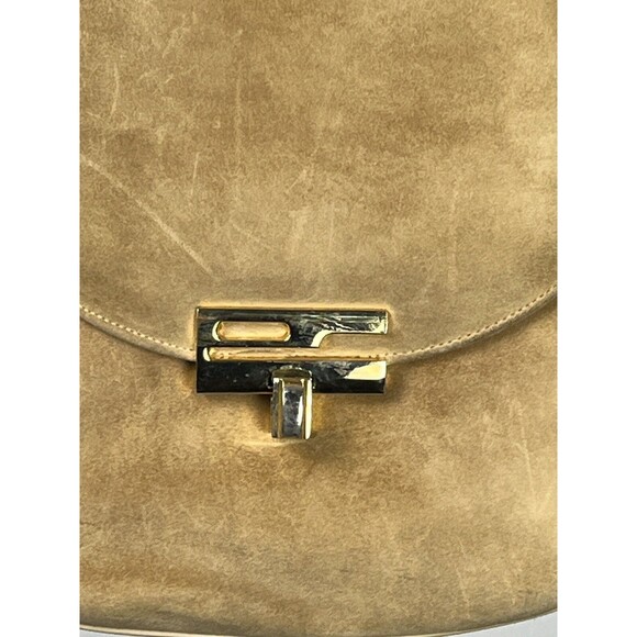 Nicholas Reich Vintage 50s Brown Suede Shoulder Bag Kiss Lock Coin‎ Purse USA - Picture 12 of 13